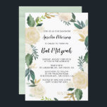 Invitation Fleurs aquarelles avec Bat mitzvah Parties scintil<br><div class="desc">Invitation Bat mitzvah personnalisable avec motif floral aquarelle avec fausse feuille d'or et faux accents parties scintillant or - il n'y a pas de véritable feuille d'or ou de parties scintillant. Des articles similaires et des articles correspondants sont disponibles dans mon magasin.</div>