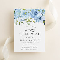 Fleurs Aquarelles Bleues Renouvellement de Voeux A