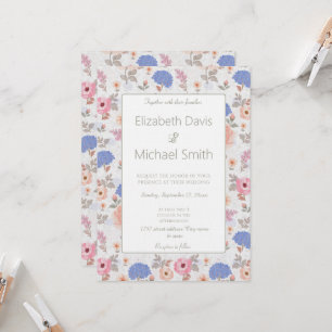 Invitation Fleurs aquarelles botaniques pastel vintage