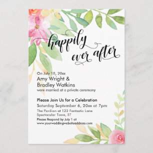 Invitation Fleurs aquarelles calligraphiées pour vivre heureu