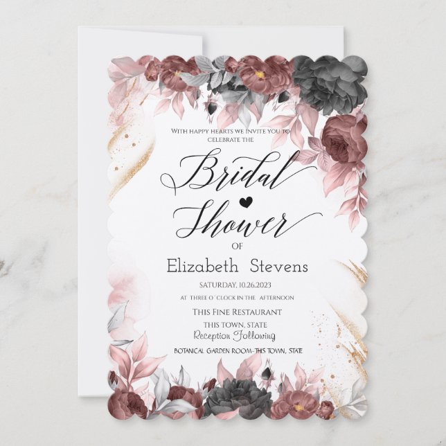 Invitation Fleurs aquarelles chic d'automne Baby Shower (Devant)