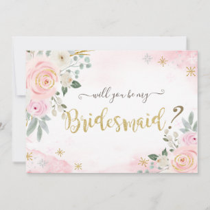 Invitation Fleurs aquarelles chic flocons de neige demoiselle