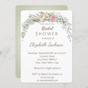 Invitation Fleurs aquarelles, Fête des mariées Pois