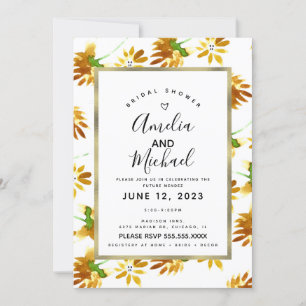 Invitation Fleurs aquarelles jaunes botanique printemps été