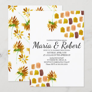Invitation Fleurs aquarelles jaunes de printemps Coin peintre