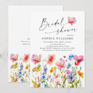 Invitation Fleurs aquarelles lumineuses et festives pour Baby