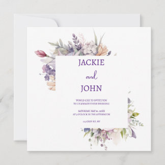 Invitation Fleurs aquarelles. Mariage.