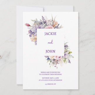 Invitation Fleurs aquarelles. Mariage.