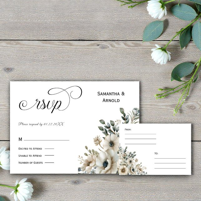 Invitation Fleurs aquarelles Mariage RSVP (Créateur téléchargé)