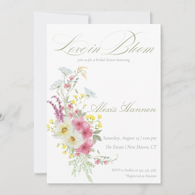 Invitation Fleurs aquarelles printanières  (Devant)