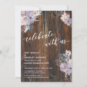 Invitation Fleurs Aquarelles Rustiques Bohème Célébrez avec N