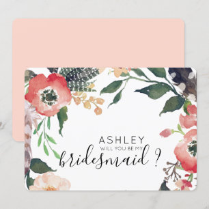 Invitation Fleurs Aquarelles Veux-tu être ma demoiselle d'hon