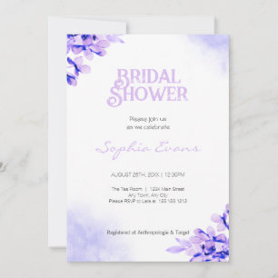 Invitation Fleurs Aquarelles Violettes Baby Shower Mariée Bla