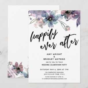 Invitation Fleurs Artistiques Peintes Heureusement Réception 