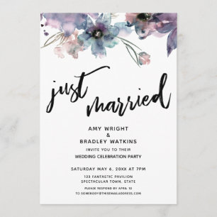 Invitation Fleurs Artistiques Peintes Réception de Mariage Ju