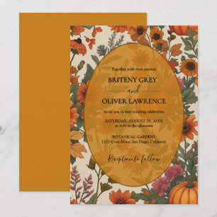 Invitation Fleurs Automnales Rustiques de Citrouille - Désher