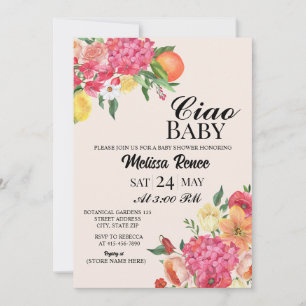 Invitation Fleurs Baby shower Ciao Bébé