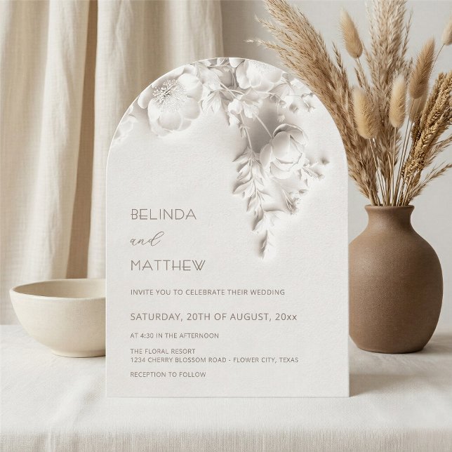 Invitation Fleurs blanches 3D Roses Mariage Casual (Créateur téléchargé)