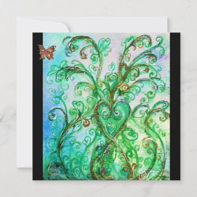 Invitation FLEURS BLANCHES bleu vif vert noir (Devant)