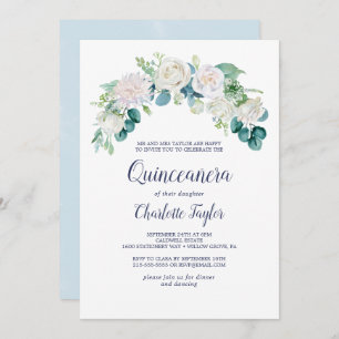Invitation Fleurs blanches classiques Quinceañera