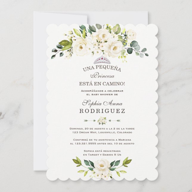 Invitation Fleurs blanches délicates Invitación de Baby showe (Devant)