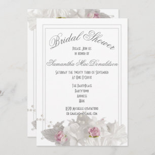 Invitation Fleurs blanches douche nuptiale minimale