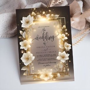 Invitation Fleurs blanches élégantes avec Mariage lumineux