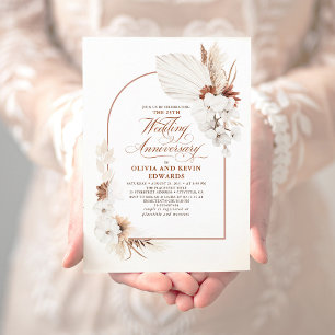 Invitation Fleurs blanches en terre cuite Anniversaire du Mar