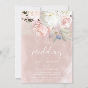 Invitation Fleurs blanches et bleues Mariage magnifique