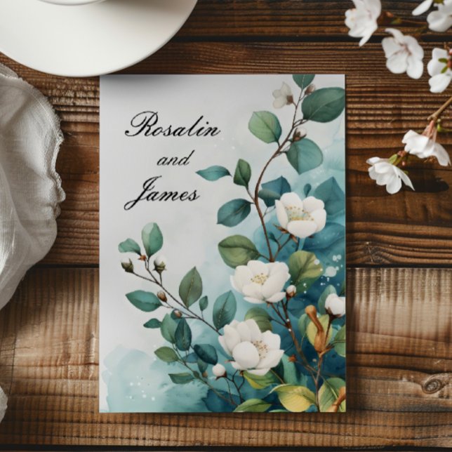 Invitation Fleurs blanches et Mariage de verdure (Créateur téléchargé)