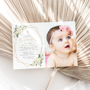 Invitation Fleurs blanches, Fleurs crème, Bohème, Confirmatio