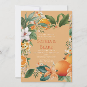 Invitation Fleurs blanches, oranges et verdure Mariage orange