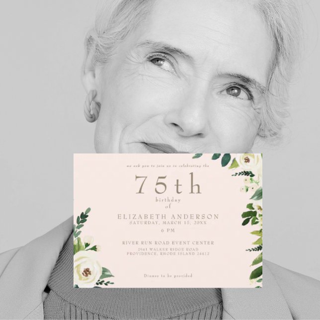 Invitation Fleurs blanches rose anniversaire  (Créateur téléchargé)