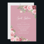 Invitation Fleurs blanches rose poussiéreuses Douces 16 invit<br><div class="desc">Fleurs Roses Rouges Douces 16 invitations Élégant Design Floral Rose Bourgogne. Variations de l'invitation et des articles correspondants dans notre magasin</div>