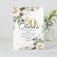 Fleurs blanches Roses & Or 80e Anniversaire