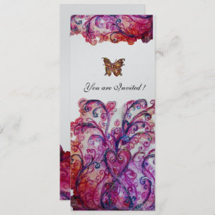 Invitation FLEURS BLANCHES rouge vif rose violet argenté