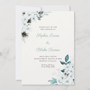 Invitation Fleurs Blanches Rustiques Mariage Bohème Blanc Cas