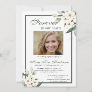 Invitation Fleurs blanches Service funéraire de verdure