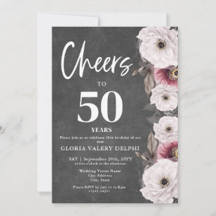 Invitation Fleurs Blanches Tableau Noir Félicitations pour le