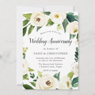Invitation Fleurs blanches toute l'année Mariage Anniversaire