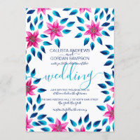 Fleurs bleu rose Feuille Mariage de peinture acryl