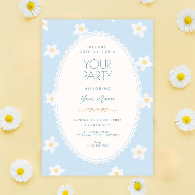 Invitation Fleurs bleues (Créateur téléchargé)