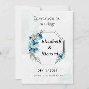 Invitation "Fleurs bleues"