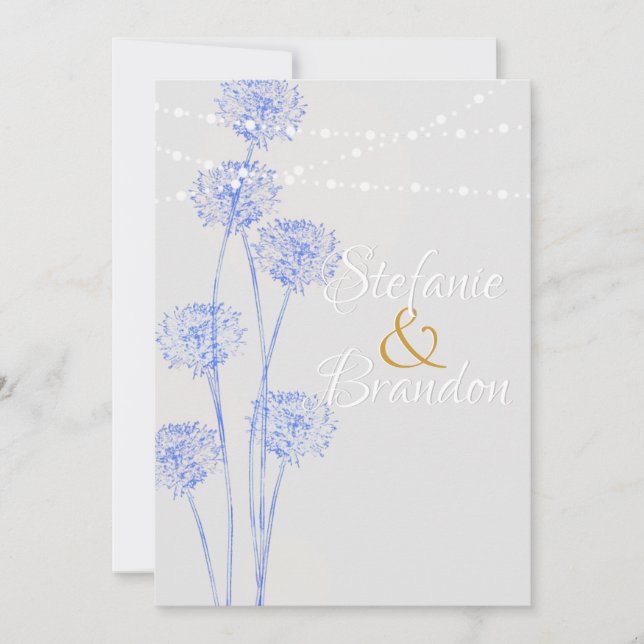 Invitation Fleurs bleues avec cercles (gris clair) (Devant)
