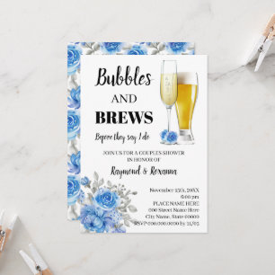 Invitation Fleurs Bleues Bubble & Brews Couples Douche