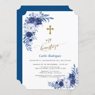 Invitation Fleurs Bleues Classiques Modernes Cross Boy Mi Bau