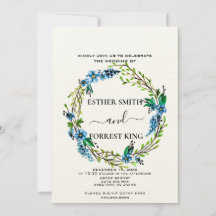 Fleurs Bleues Élégantes Baies Violettes Mariage Fl