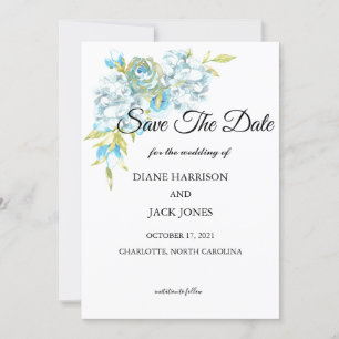 Invitation Fleurs Bleues Enregistrer Le Mariage Date