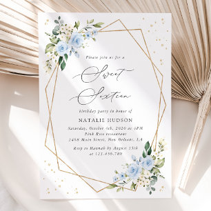 Invitation Fleurs bleues, Fleurs blanches, Verdure, Doux 16