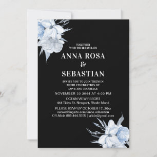 Invitation *~* Fleurs bleues Floral AR15 MARIAGE Rose RSVP +